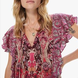 Maria Cher Elena Sleeveless Top in Besalu Pink Size Small